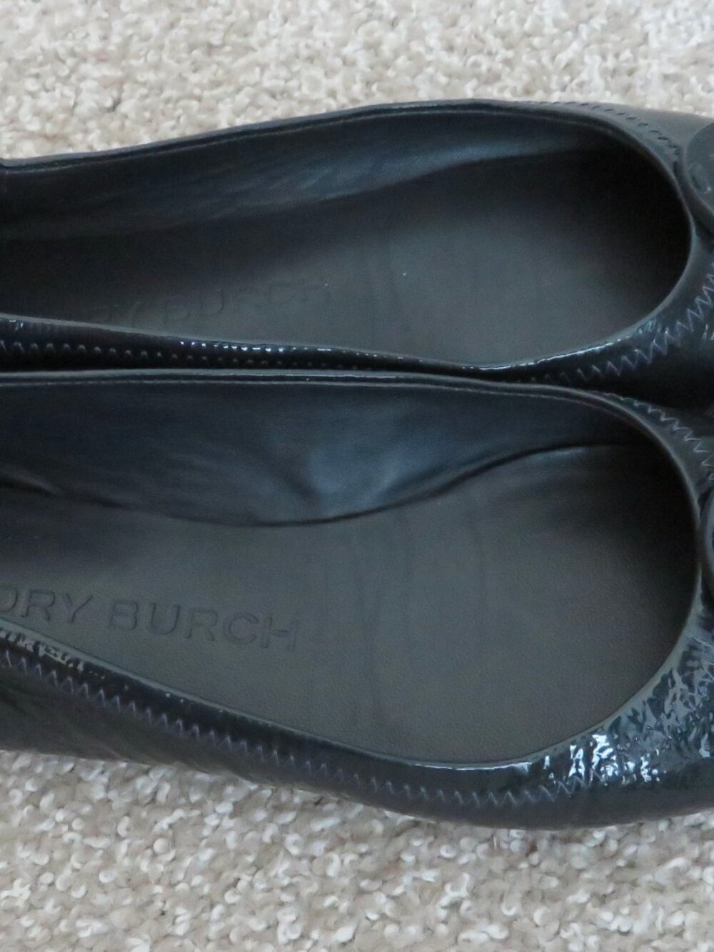 Tory Burch Navy Patent Leather Travel Ballet Flats - 7.5 M - Picture 2 of 9